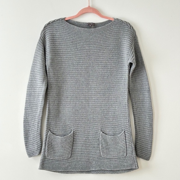 Vince Camuto 100% Cotton Gray Ribbed Sweater - Picture 1 of 16